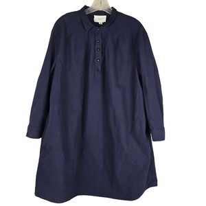 Pomander Place Navy Blue Cotton Henley Tunic Dress XXL Short Sleeve Minimalist